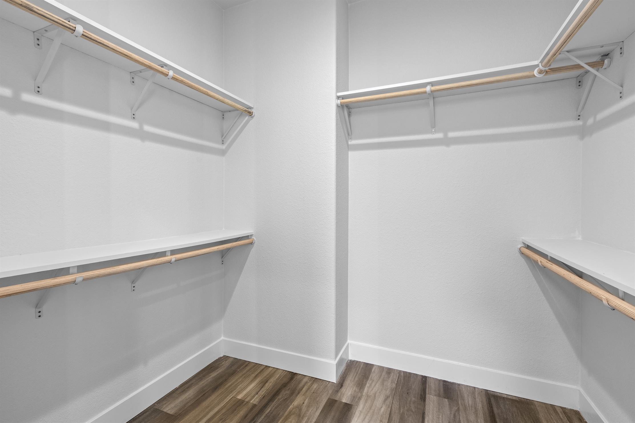 Spacious walk-in closet with plenty of room for storage